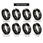 font options for inside engraving on black & silver double chevron rings