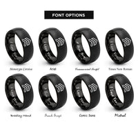 font options for inside engraving on black double chevron rings