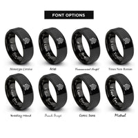 font options for inside engraving on black double chevron rings