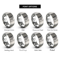 font options for inside engraving on silver double chevron rings