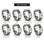 font options for inside engraving on gray double chevron rings