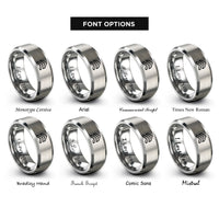 font options for inside engraving on gray double chevron rings