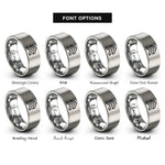 font options for inside engraving on grey double chevron rings