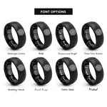font options for inside engraving on black double coil rings