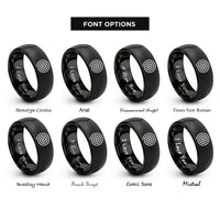 font options for inside engraving on black double coil rings
