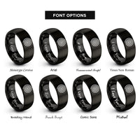 font options for inside engraving on black double coil rings