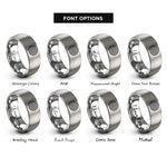 font options for inside engraving on gray double coil rings