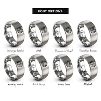 font options for inside engraving on gray double coil rings