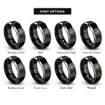 font options for inside engraving on black & grey double decker bus rings