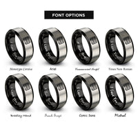 font options for inside engraving on black & gray double decker bus rings