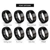 font options for inside engraving on black double decker bus rings