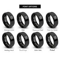 font options for inside engraving on black double decker bus rings
