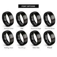 font options for inside engraving on black double decker bus rings