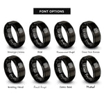 font options for inside engraving on black double decker bus rings