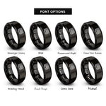 font options for inside engraving on black double decker bus rings