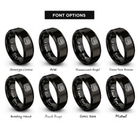 font options for inside engraving on black double decker bus rings