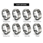 font options for inside engraving on grey double decker bus rings