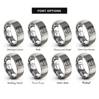 font options for inside engraving on grey double decker bus rings