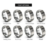 font options for inside engraving on grey double decker bus rings