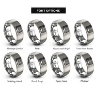 font options for inside engraving on grey double decker bus rings
