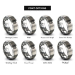 font options for inside engraving on silver double decker bus rings