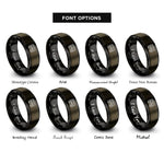 font options for inside engraving on gunmetal & black double decker bus rings