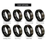 font options for inside engraving on gunmetal & black double decker bus rings