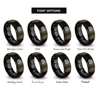 font options for inside engraving on gunmetal & black double decker bus rings