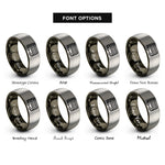 font options for inside engraving on gunmetal & silver double decker bus rings