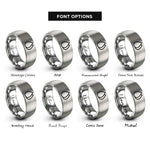 font options for inside engraving on gray double droplet rings