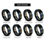 font options for inside engraving on gunmetal & blue double droplet rings