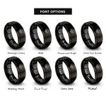 font options for inside engraving on black double ecg couple rings