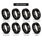 font options for inside engraving on black double ecg couple rings