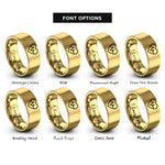 font options for inside engraving on gold double ecg couple rings