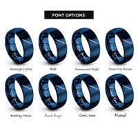 font options for inside engraving on blue double ended needle rings