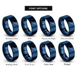 font options for inside engraving on blue double ended needle rings