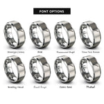 font options for inside engraving on gray double ended needle rings
