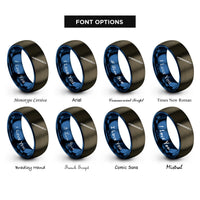 font options for inside engraving on gunmetal & blue double ended needle rings