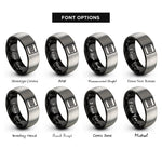 font options for inside engraving on black & silver double equals rings