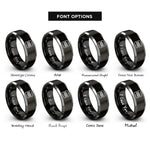 font options for inside engraving on black & gray double equals rings