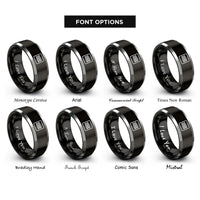 font options for inside engraving on black & gray double equals rings