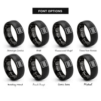font options for inside engraving on black double equals rings
