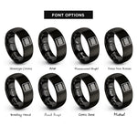font options for inside engraving on black double equals rings