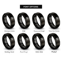 font options for inside engraving on black double equals rings