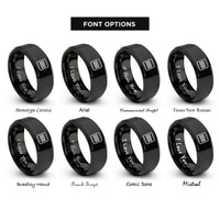 font options for inside engraving on black double equals rings