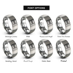 font options for inside engraving on silver double equals rings