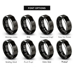 font options for inside engraving on black & grey double flat note rings