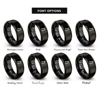 font options for inside engraving on black double flat note rings