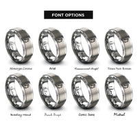 font options for inside engraving on silver double flat note rings