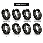 font options for inside engraving on black & gray double happiness rings